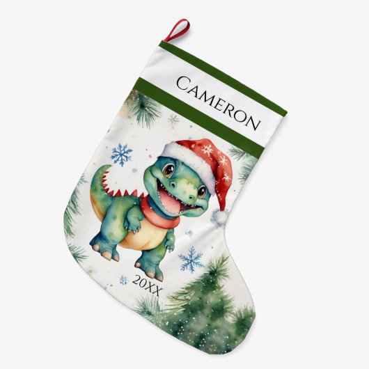 Grappige Xmas dinosaurus Grote Kerstsok (Voorkant (Hangend))
