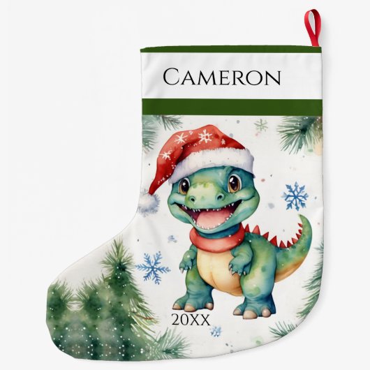 Grappige Xmas dinosaurus Grote Kerstsok (Achterkant)