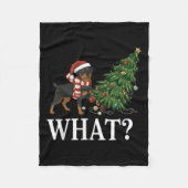 Grappige Xmas Rottweiler duwt kerstboom over Fleece Deken (Voorkant)