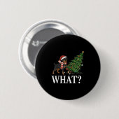 Grappige Xmas Rottweiler duwt kerstboom over Ronde Button 5,7 Cm (Voorkant /achterkant)