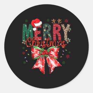 Grappige Xmas Vakantie Coquette Bow Vrolijk Kerstm Ronde Sticker