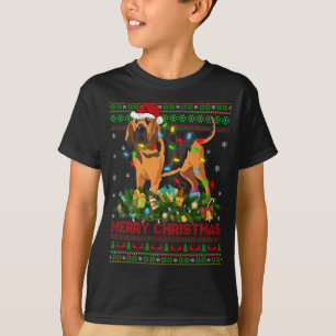 Grappige Xmas Verlichting Boom Santa Lelijke Blood T-shirt