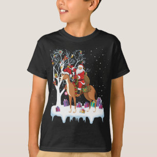 Grappige Xmas Verlichting Boom Santa Riding Greyho T-shirt