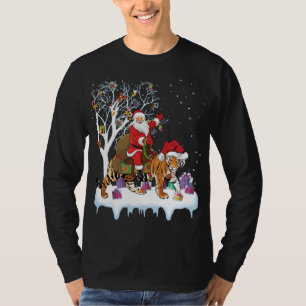 Grappige Xmas Verlichting Boom Santa Riding Tiger  T-shirt