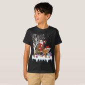 Grappige Xmas Verlichting Boom Santa Riding Tiger T-shirt (Voorkant volledig)