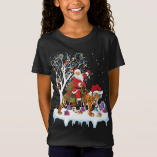 Grappige Xmas Verlichting Boom Santa Riding Tiger  T-shirt
