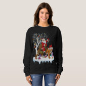 Grappige Xmas Verlichting Boom Santa Riding Tiger  Trui (Voorkant volledig)