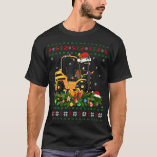 Grappige Xmas Verlichting Boom Santa Ugly Vorkheft T-shirt