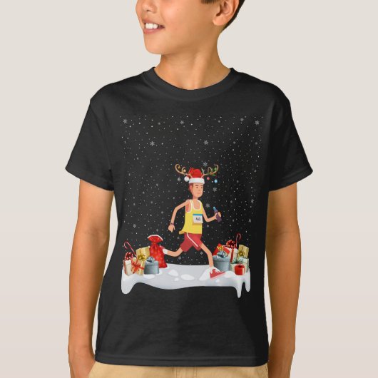 Grappige Xmas Verlichting Rendier Santa Hoed Marat T-shirt (Voorkant)