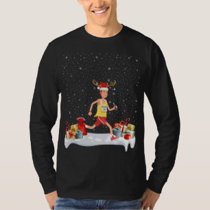 Grappige Xmas Verlichting Rendier Santa Hoed Marat T-shirt