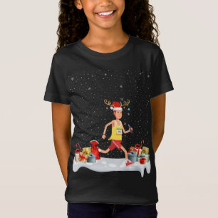 Grappige Xmas Verlichting Rendier Santa Hoed Marat T-shirt