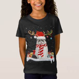 Grappige Xmas Verlichting Rendier Santa Hoed Ragdo T-shirt