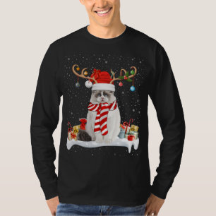 Grappige Xmas Verlichting Rendier Santa Hoed Ragdo T-shirt