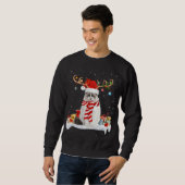 Grappige Xmas Verlichting Rendier Santa Hoed Ragdo Trui (Voorkant volledig)