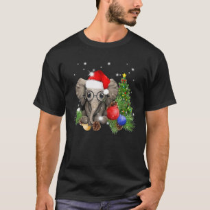 Grappige Xmas Verlichtingsboom Santa Hat Schattige T-shirt