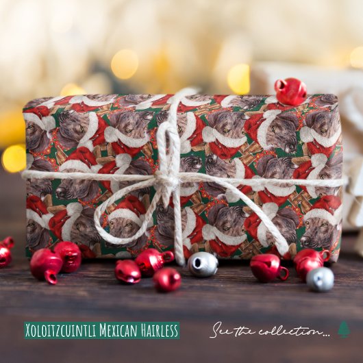 Grappige Xoloitzcuintli Mexicaanse Haarloze Kerstm Cadeaupapier