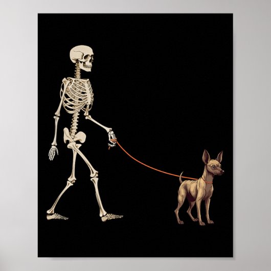 Grappige Xoloitzcuintli Xolo Skelet Hond Wandelen Poster (Voorkant)