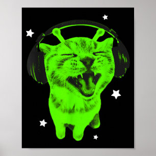 Grappige Y2k Alien Kat Meme Retro Dwaze Kat Vintag Poster
