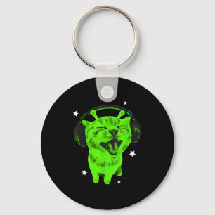 Grappige Y2k Alien Kat Meme Retro Dwaze Kat Vintag Sleutelhanger