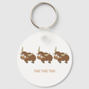 Grappige Yak Yak Yak Stunt Lieve Cartoon Yaks Sleutelhanger