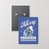 Grappige Yeti - Prettig Kerstfeest Button (Voorkant / Achterkant)