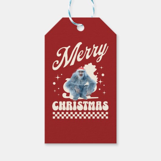 Grappige Yeti - Prettig Kerstfeest Cadeaulabel (Voorkant)
