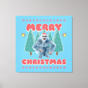 Grappige Yeti - Prettig Kerstfeest Canvas Afdruk