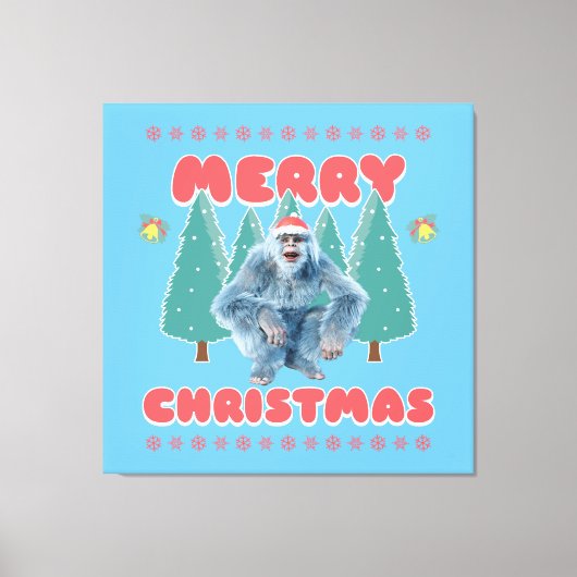 Grappige Yeti - Prettig Kerstfeest Canvas Afdruk (Voorkant)