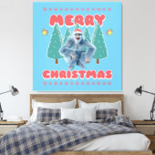 Grappige Yeti - Prettig Kerstfeest Canvas Afdruk (Insitu (Slaapkamer))