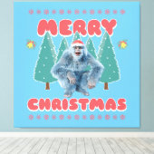 Grappige Yeti - Prettig Kerstfeest Canvas Afdruk (Insitu (Houten vloer))