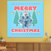 Grappige Yeti - Prettig Kerstfeest Canvas Afdruk (Insitu (Woonkamer))