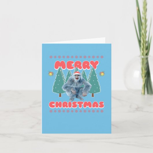 Grappige Yeti - Prettig Kerstfeest Feestdagen Kaart (Voorkant)