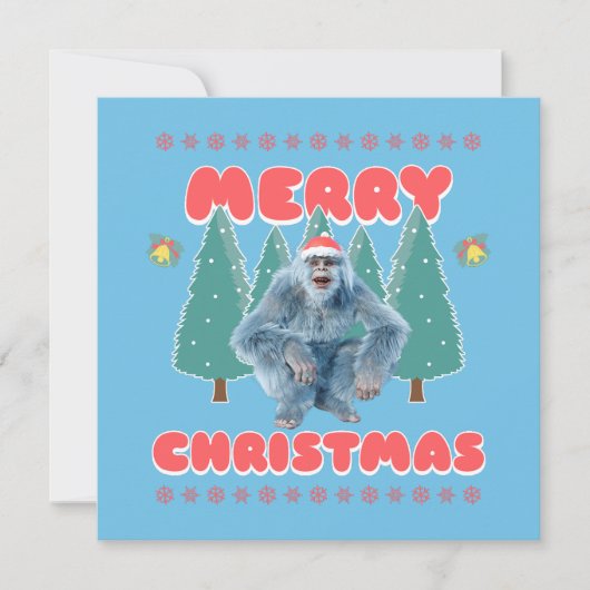 Grappige Yeti - Prettig Kerstfeest Feestdagenkaart (Voorkant)