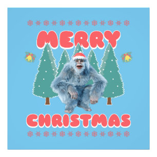 Grappige Yeti - Prettig Kerstfeest Foto Afdruk