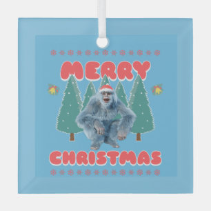 Grappige Yeti - Prettig Kerstfeest Glas Ornament