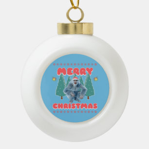 Grappige Yeti - Prettig Kerstfeest Keramische Bal Ornament