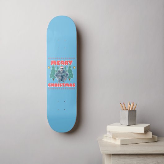 Grappige Yeti - Prettig Kerstfeest Persoonlijk Skateboard (Muurkunst)
