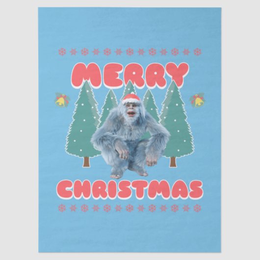 Grappige Yeti - Prettig Kerstfeest Tissuepapier (Voorkant)