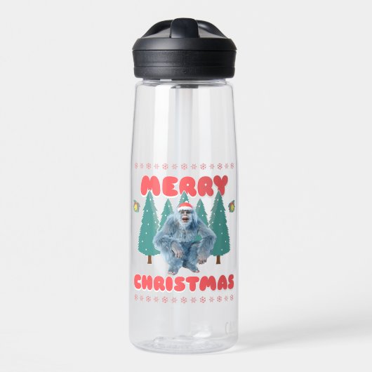 Grappige Yeti - Prettig Kerstfeest Waterfles (Voorkant)