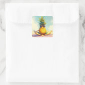 Grappige Yoga Ananas Vierkante Sticker (Tas)