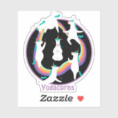Grappige YOGA Eenhoorns Posities Namaste Regenboog Sticker (Vel)
