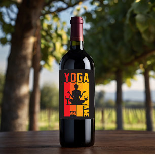 Grappige Yoga en Wijn Lotuspositie Etiket