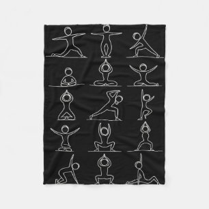 Grappige yoga fitnessposes figuren vrouwen mannen fleece deken