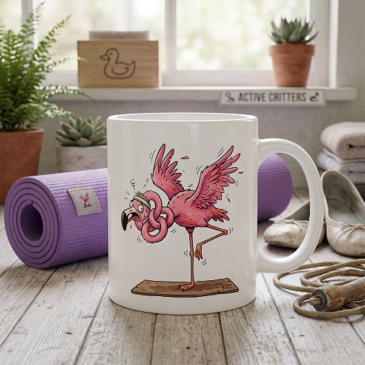 Grappige Yoga Flamingo Workout Mislukking Koffiemok