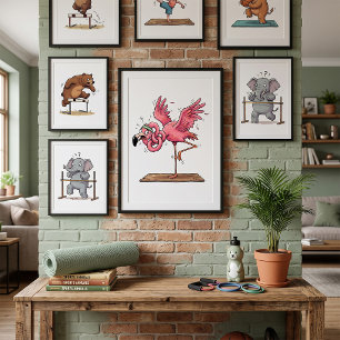 Grappige Yoga Flamingo Workout Mislukking Poster