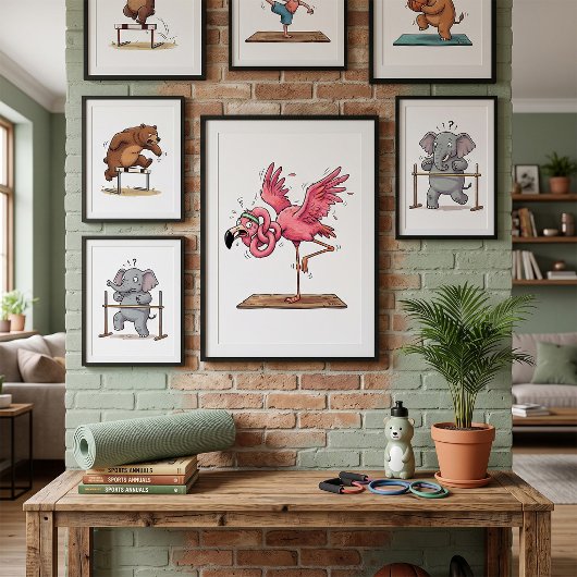 Grappige Yoga Flamingo Workout Mislukking Poster