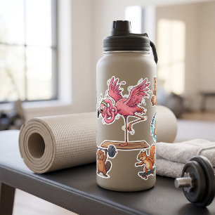 Grappige Yoga Flamingo Workout Mislukking Vierkante Sticker