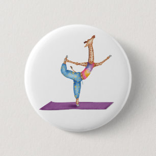 Grappige yoga giraf ronde badge button 5,7 cm