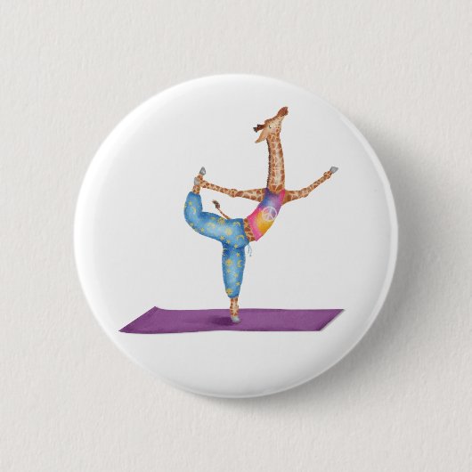 Grappige yoga giraf ronde badge ronde button 5,7 cm (Voorkant)