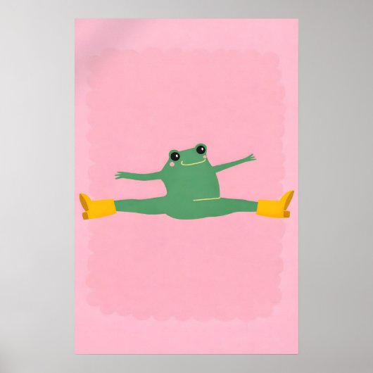 Grappige Yoga Kikker Split Poster, Roze Speelse Ca Poster (Voorkant)